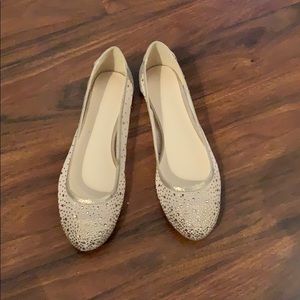 Champagne rhinestone wedding flats